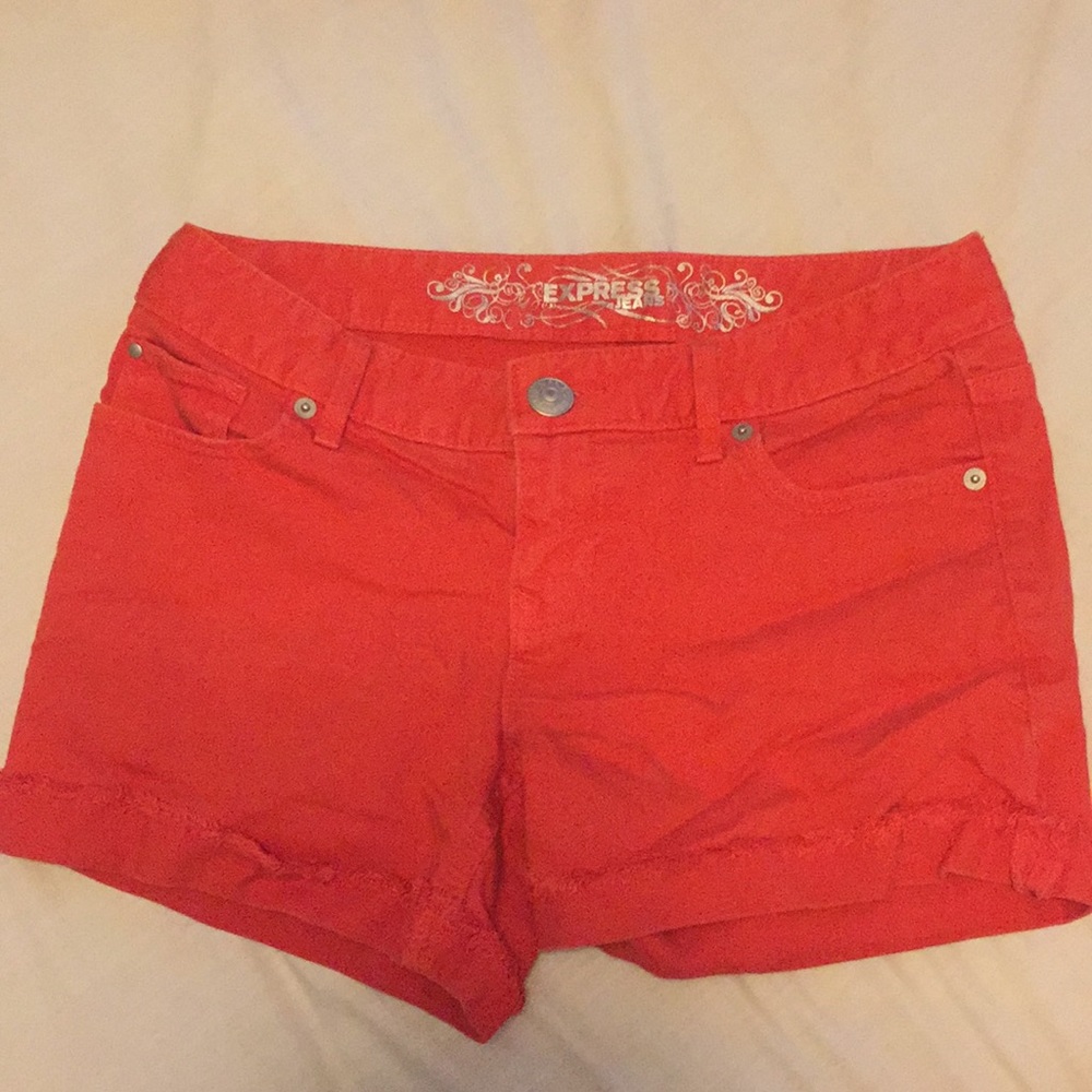 Burnt orange, cutoff shorts